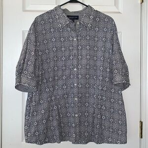 Jones New York Women’s Blouse 2X Blue & White